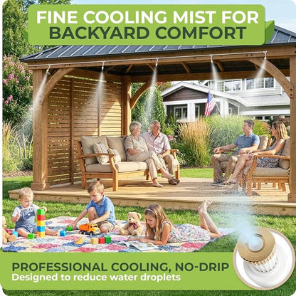 Misting System for Patio, 33 FT Outdoor Misters for Outside Patio Cooling, Fine Mist Mister Kit with Flexible Rod Nozzles, Garden Faucet Setup for Pergola, Garden, Greenhouse, Backyard, White