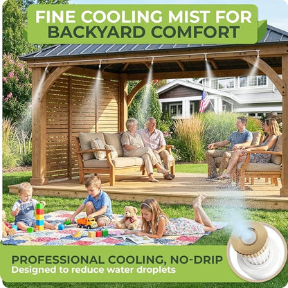 Misting System for Patio, 75 FT Outdoor Misters for Outside Patio Cooling, Fine Mist Mister Kit with Flexible Rod Nozzles, Garden Faucet Setup for Pergola, Garden, Greenhouse, Backyard, White