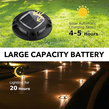 AGPTEK Solar Driveway Lights Outdoor 1 Pack, 2 Color Modes LED Deck Dock Marine Waterproof Driveway Marker Lights for Step Sidewalk Stair Garden Pathway Walkway Yard (Warm White/Cool White, Black)