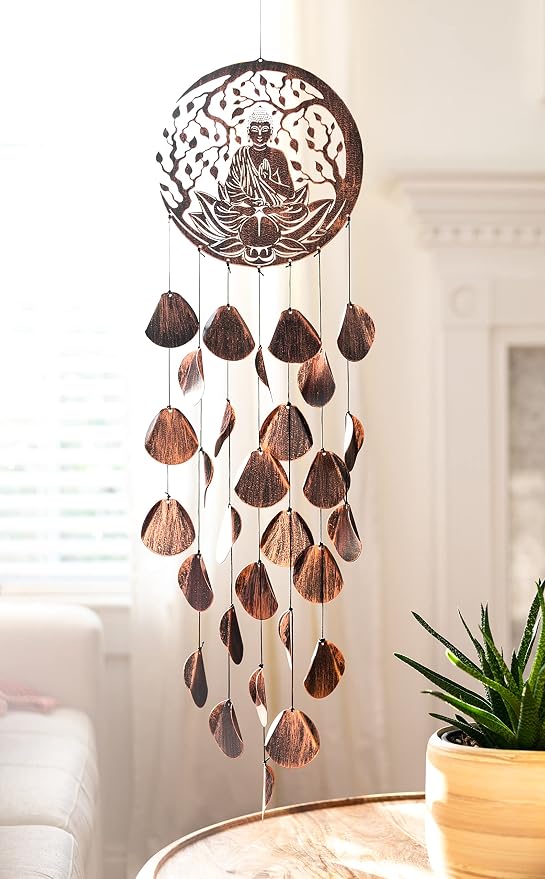 VP Home Shimmering Serenity Buddha Outdoor Garden Decor Wind Chime