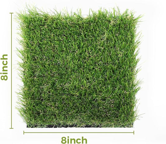 Jocoevol Artificial Grass Rug Indoor Outdoor, 8 x 8IN Fake Grass Turf Sample, Realistic Artificial Lawn Rug Dog Pets Mat, Turf Carpet for Garden Lawn Landscape Balcony Patio Backyard Decor