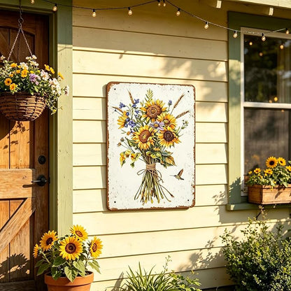 Metal Signs Farmhouse Wildflower Vintage Metal Tin Sign for Home Office Kitchen Bar Cafe Garden Wall Decor 12x8 Inch