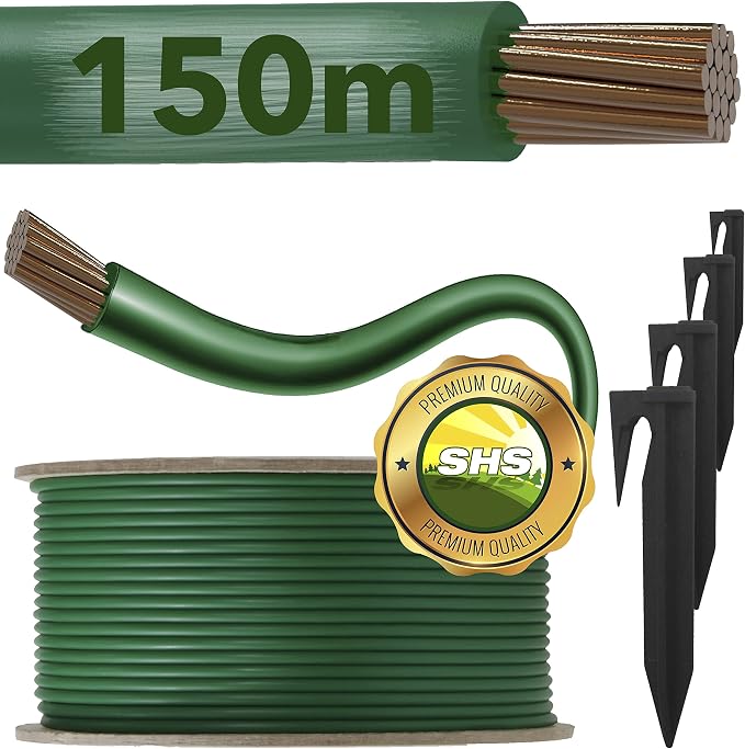RASENFREUND 150 m Boundary Cable + 450 Ground Spikes for Robotic Lawnmower Lawn Robot Accessory Set Boundary Wire for Search Cable – Compatible with Gardena/Bosch/Husqvarna/Worx/Honda /