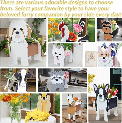 Yorkshire Dog Planter, Cute Animal Shape Flower Planters, Plant Pots for Indoor/Outdoor Garden Decor, Unique Gifts/Souvenirs for Pet Lovers