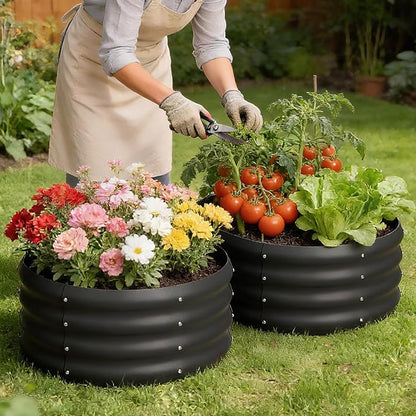 2-Pack 2x1ft Galvanized Raised Garden Bed, Outdoor Planter Bed, Metal Planter Box for Gardening and Planting,Black