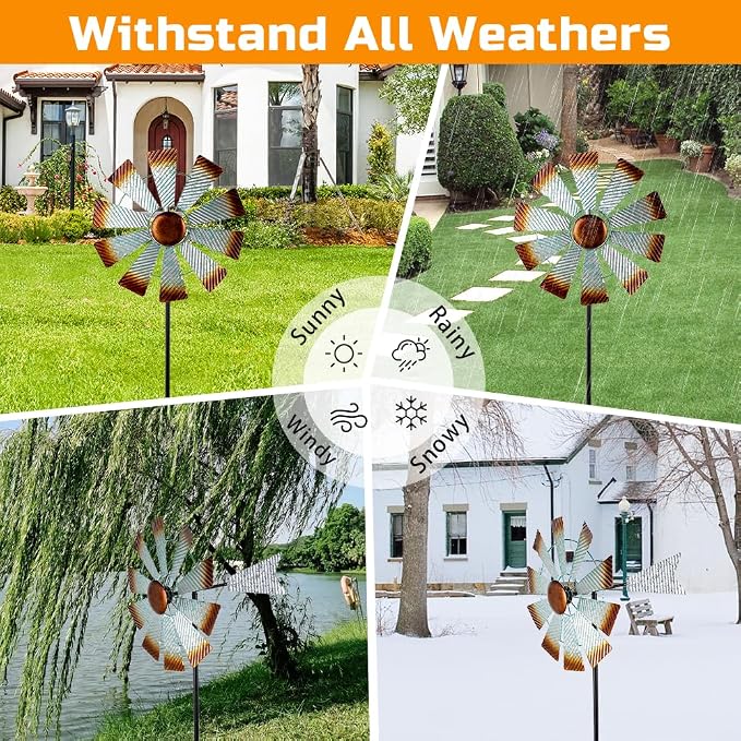 Viveta Metal Wind Spinners, Garden Wind Sculptures & Spinners | Kinetic Wind Spinner for Outdoor Patio Yard Decor