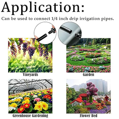 220PCS 1/4" Drip Irrigation Kit Barbed Connectors, Straight Barb, Tee, Single Barb, End Plug, Elbow, 4 Way Coupling Irrigation Fittings for Garden Lawn Flower Pot