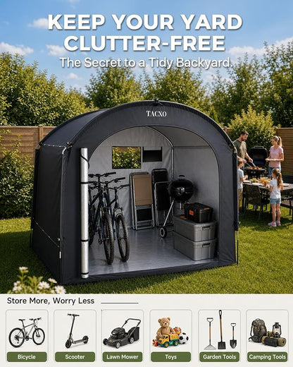 Bike Storage Shed Tent,Bike Cover Waterproof Outdoor Storage Shed with 30% More Top Storage Space for 4-5Bikes,Portable Bicycle Shelter for Motorcycle,Garden Tools,Lawn Mower