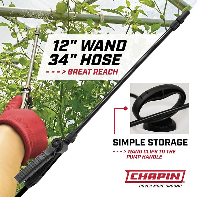 Chapin 1-Gallon Pump Sprayer, Easy Use for Home & Garden, 2pk | Durable lightweight tank; ideal for weed control, plant care and cleaning with adjustable nozzle, long hose and easy pump