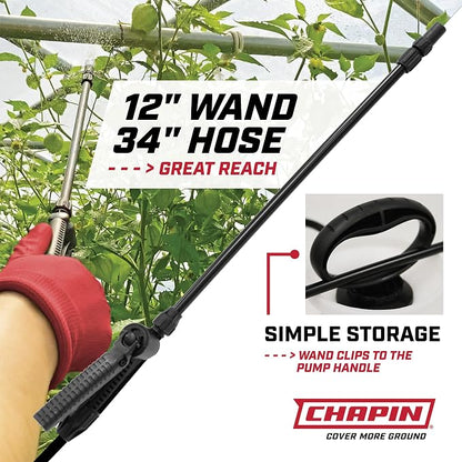 Chapin 1-Gallon Pump Sprayer, Easy Use for Home & Garden, 2pk | Durable lightweight tank; ideal for weed control, plant care and cleaning with adjustable nozzle, long hose and easy pump