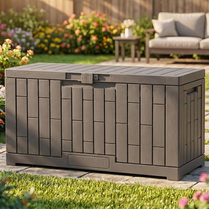 YITAHOME 60 Gallon Resin Deck Box | Weather Resistant Outdoor Rattan Storage Box with Slide-Locking Lid, Lockable Indoor Outdoor Storage for Supplies