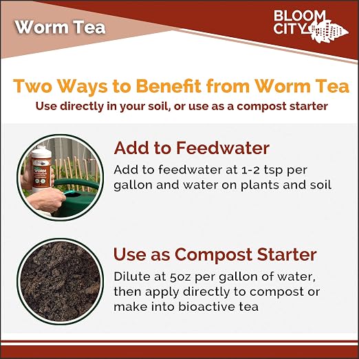 Organic Worm Tea Concentrate and Compost and Bokashi Booster by Bloom City, Gallon(128 oz)