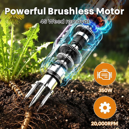 Electric Stand Up Weed Puller Tool with Long Handle, Lightweight & Portable Design, Total 4000 mAh Batteries, Adjustable Garden Weed Remover Tool For Lawn Yard, No Bending Grandpa's Weeder Tool