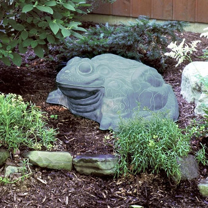 EMSCO Darwood Frog Hose Hider – Decorative Garden Hose Storage Statue – Holds 100 ft 5/8" Hose – Weather-Resistant Resin, Patina Finish