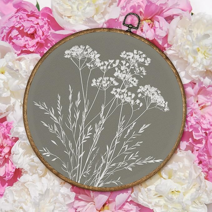 TLESKE Boho Sage Green Vintage Botanical Round Wall Art Decor Framed 10x10, Wildflower Floral Canvas Wall Art Prints Artwork, Rustic Wall Hanging Room Door Decor Decorations for Living Room Bedroom