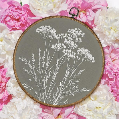 TLESKE Boho Sage Green Vintage Botanical Round Wall Art Decor Framed 10x10, Wildflower Floral Canvas Wall Art Prints Artwork, Rustic Wall Hanging Room Door Decor Decorations for Living Room Bedroom