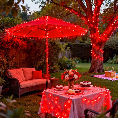 JMEXSUSS 2 Pack Solar Halloween Lights, Total 200LED Red String Lights | Outdoor Waterproof, 66FT 8 Modes Solar Christmas Lights for Outside Patio Christmas Tree Garden Yard Xmas Decorations