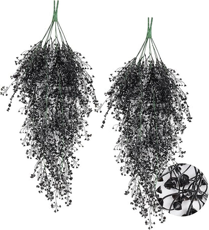 RECUTMS Artificial Hanging Plants 4Pcs Faux Hanging Vines Black Faux Ivy Vines Flowers Halloween Thanksgiving Decoration Indoor Outdoor Garden Wedding Balcony Room Decor (Black)