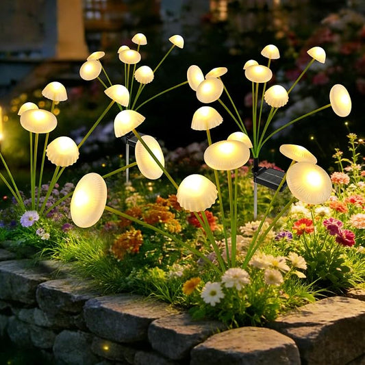 Solar Garden Lights Outdoor, 4Pack Solar Lights Garden Decor, Swaying Mushroom Lights Waterproof for Yard, Patio,Pathway Decoration,Gifts for Women,Mom(Warm White)