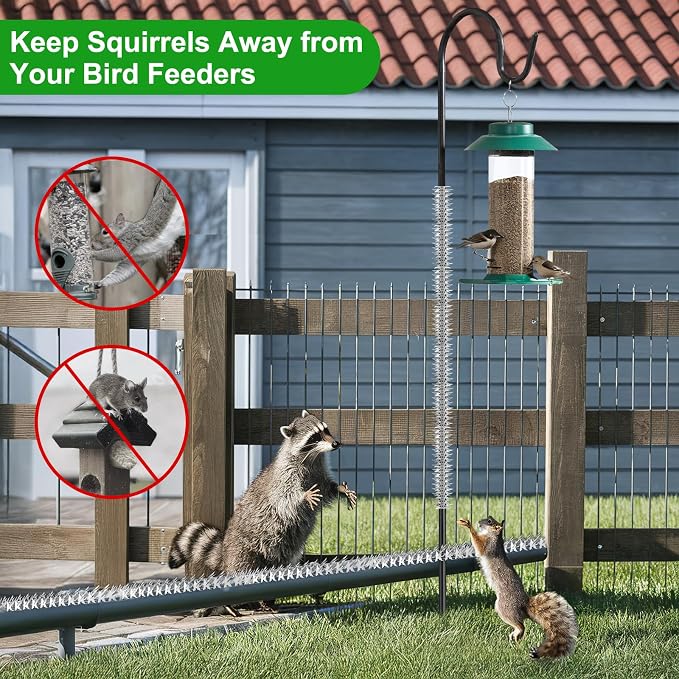 60 Pack Stainless Steel Squirrel Spikes for Bird Feeder, 60 FT Squirrel Spikes for Bird Feeder Pole, Keep Squirrels, Raccoon Away, for Wall Fence Garden Roof Yard, Easy to Install