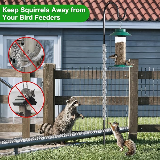 5 Pack Stainless Steel Squirrel Spikes for Bird Feeder, 5 FT Squirrel Spikes for Bird Feeder Pole, Keep Squirrels, Raccoon Away, for Wall Fence Garden Roof Yard, Easy to Install