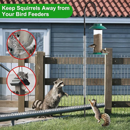 5 Pack Stainless Steel Squirrel Spikes for Bird Feeder, 5 FT Squirrel Spikes for Bird Feeder Pole, Keep Squirrels, Raccoon Away, for Wall Fence Garden Roof Yard, Easy to Install