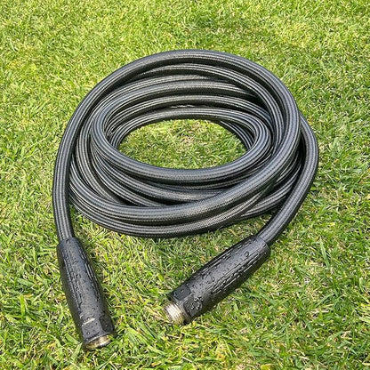 HQMPC Garden Hose 5/8"IDx30' Hose Stiff And Rigid Light Weight Durable Non Kinking Water Hose For Garden Lawn Waterring Female Brass Hose Fittings 30 FEET Black(Leight weigh arround 1 kgs)