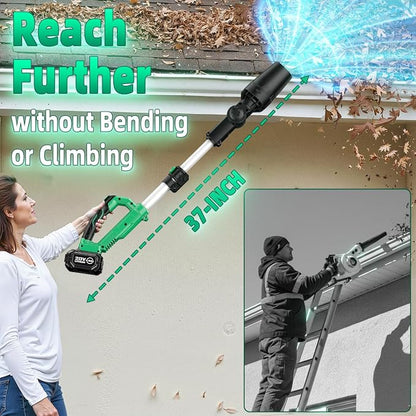 KIMO Cordless Leaf Blower, 310000RPM Brushless Motor, 37 Inch Adjustable Pole, 650CFM 280MPH, No 20V Battery-Bare Tools