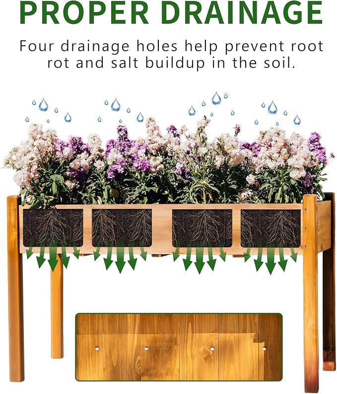 30" H Raised Garden Bed with Legs, Fir Wood Elevated Garden Bed Planter Box | Plant Stand Indoor/Outdoor for Tomato, Strawberry Herb Garden Planter
