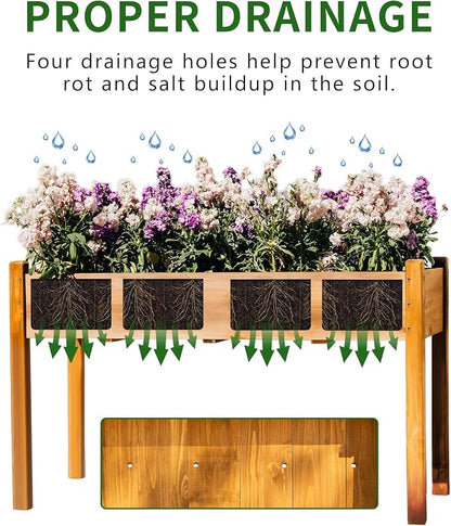 30" H Raised Garden Bed with Legs, Fir Wood Elevated Garden Bed Planter Box | Plant Stand Indoor/Outdoor for Tomato, Strawberry Herb Garden Planter
