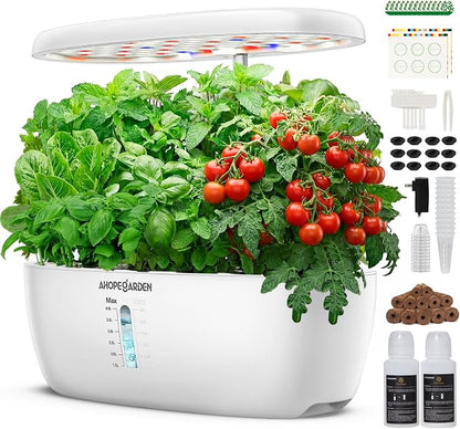 Ahopegarden Indoor Garden Hydroponics Growing System: 12 Pods Plant Germination Kit Herb Garden Kit Growth Lamp Countertop with LED Grow Light Hydrophonic Planter Grower Harvest Vegetable Lettuce