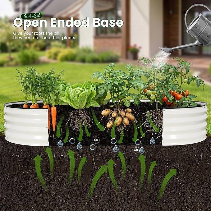 2 Pack Raised Garden Bed 6x3x1ft, Planter Raised Beds for Gardening, Vegetables, Flowers, Large Metal Raised Beds, Tool-Free Design- White