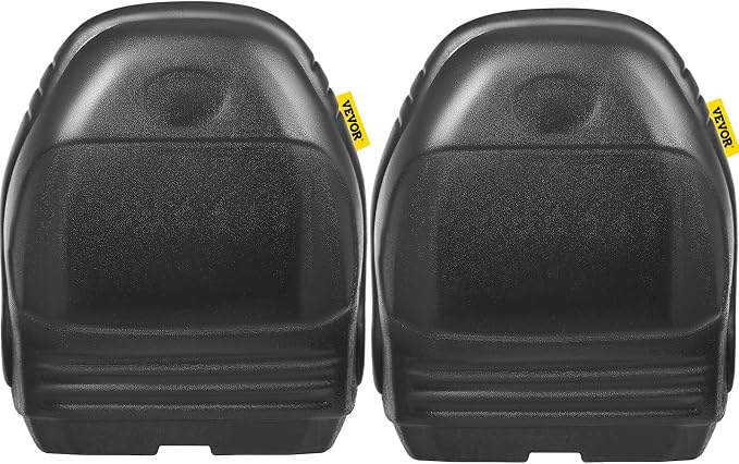 VEVOR Universal Tractor Seat Replacement 2 Pcs Compact High Back Mower Seat, Black Vinyl Forklift Seat, Central Drain Hole Skid Steer Seat with Mounting Bolt Patterns of 8" x 11.5" & 11.25" x 11.5"
