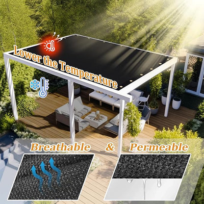 Shade&Beyond Customized Size 16' X 20' Shade Cloth with Grommets, 90% UV Protection UV Protection Mesh Tarp Sun Screens for Patio GN01, Black