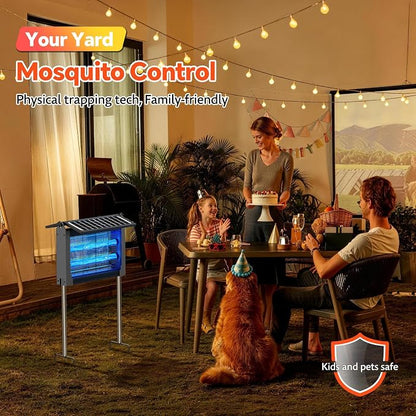 Solar Bug Zapper Outdoor, Dual Solar Panels, 4500V Waterproof Portable Mosquito Zappers, Cordless Fly Trap w/Auto Mode, Rechargeable Mosquitoes Insect Killer for Patio Yard Garden Camping Pool(Gray)