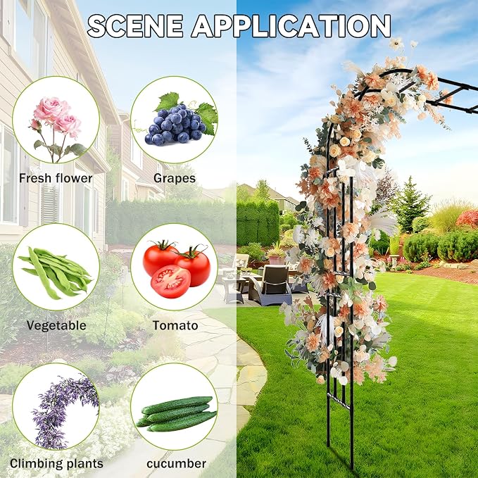 25MM Thickened Steel Pipe Garden Arch Trellis – 157"(L) x 105"(H) Extra Heavy Duty Arbor, PE-Coated Rust-Proof Trellis for Climbing Plants Outdoor, Support for Roses, Ivy, Grapevine, Beans