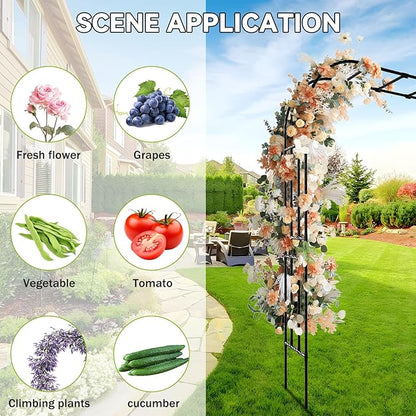 25MM Thickened Steel Pipe Garden Arch Trellis – 126"(L) x 105"(H) Extra Heavy Duty Arbor, PE-Coated Rust-Proof Trellis for Climbing Plants Outdoor, Support for Roses, Ivy, Grapevine, Beans