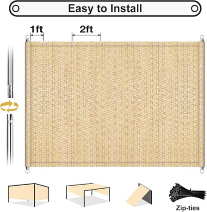Shade&Beyond 8'x16' Pergola Shade Cover with Weighted Rods & Grommets, 90% UV Block Outdoor Sun Shade Cloth Canopy Replacement Cover for Patio Porch, Wheat | 200GSM HDPE Privacy Shade Screen Panel with Weighted Rods & Grommets, 90% UV Block Outdoor Sun...