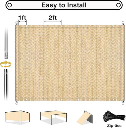 Shade&Beyond 10'x16' Pergola Shade Cover with Weighted Rods & Grommets, 90% UV Block Outdoor Sun Shade Cloth Canopy Replacement Cover for Patio Porch, Wheat | 200GSM HDPE Privacy Shade Screen Panel with Weighted Rods & Grommets, 90% UV Block Outdoor Su...