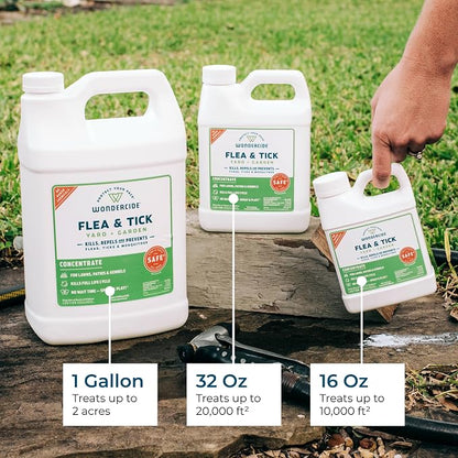 Wondercide - Flea and Tick Spray Concentrate for Yard and Garden with Natural Essential Oils – Kill, Control, Prevent, Fleas, Ticks, Mosquitoes and Insects - Safe Around Pets, Plants, Kids - 32 oz