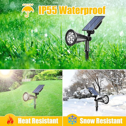 T-SUN Solar Spotlights Outdoor, 7 LED Solar Spotlights Outdoor Waterpoof, Auto Turn Off/ON Solar Landscape Spotlights for Tree, Patio, Yard, Garden, Driveway, Pool Area(Warm White- 2 Pack)