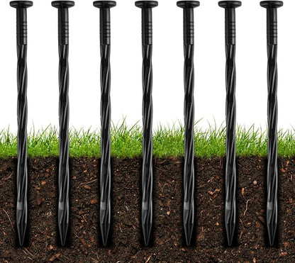 100Pcs 8-Inch Plastic Landscape Edging Spikes, Spiral Anchoring Nails for Weed Barrier, Paver Edging, Landscape Edging, Artificial Turf, Grass Pathways, and More