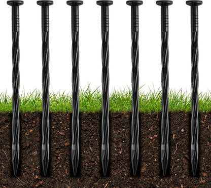 50Pcs 8-Inch Plastic Landscape Edging Spikes, Spiral Anchoring Nails for Weed Barrier, Paver Edging, Landscape Edging, Artificial Turf, Grass Pathways, and More