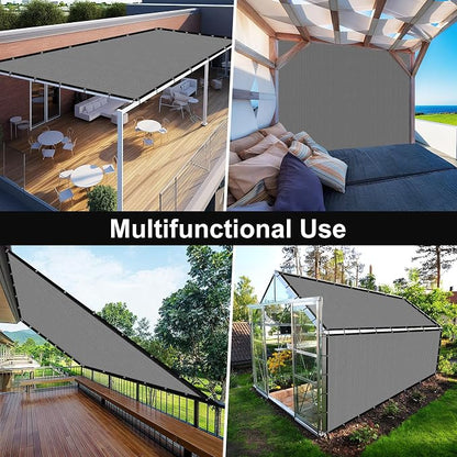 Artpuch 90% Sun Shade Cloth, 8 x 8 FT Pergola Shade Cover Canopy with Grommets, Sun Screen Fabric Tarp for Patio, Outdoor, Garden, Backyard, Blue Grey