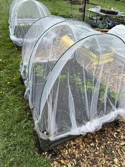 Garden Netting Kit for Raised Beds,10x33ft Ultra Fine Insect Netting Garden Bed Covers & 6 Sets of 8ft Fiberglass Garden Hoops (6 Sets Garden Hoops with White10x33ft Garden Netting)
