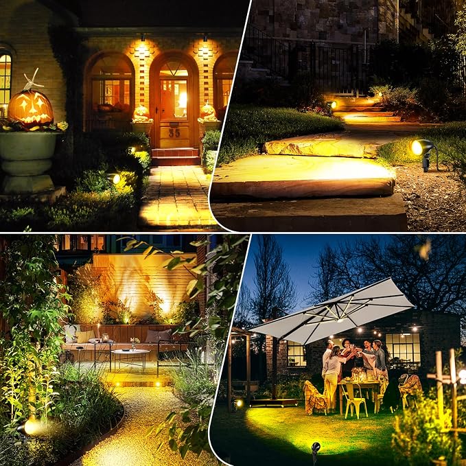20W Outdoor LED Landscape Lighting Spot Lights, 1880LM IP66 Waterproof, Plug in Landscape Lights for Pathway Patio Yard Lawn, 120V US 3-Prong Cord, 2 Packs