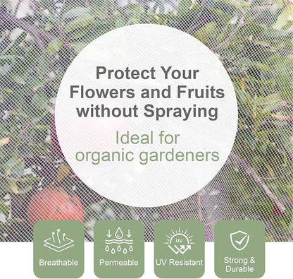 Fruit Tree Netting Cover with Zipper & Drawstring, 2 Packs 4ft x 4ft Insect Bird Barrier Netting for Garden Protection, Ultra Fine Mesh Garden Netting