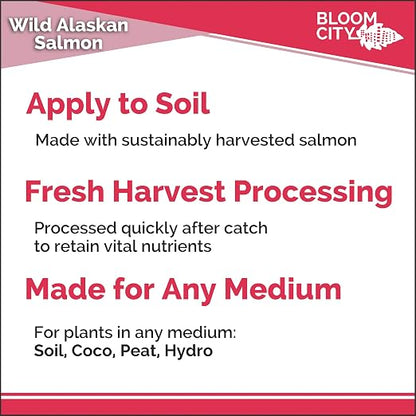 Organic Wild Fish Fertilizer and Plant Supplement, Great for Roots and Soil, Made from Sustainable Salmon, by Bloom City, Gallon (128 oz)