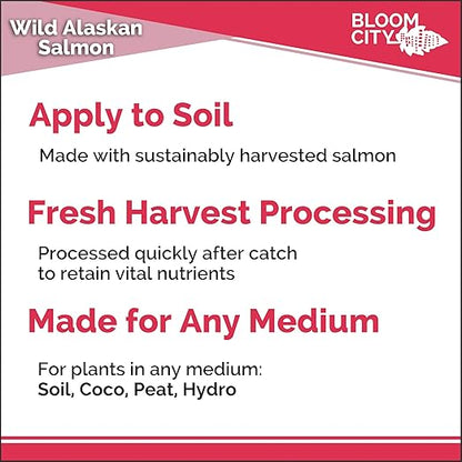 Organic Wild Fish Fertilizer and Plant Supplement, Great for Roots and Soil, Made from Sustainable Salmon, by Bloom City, 1/2 Pint (8 oz)