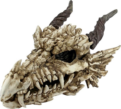 Design Toscano Stoker's Moors Dragon Skull Gothic Garden Statue, Large, 26 Inch, Polyresin, Full Color